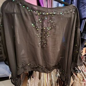 New York and Company Black sheer poncho, one size